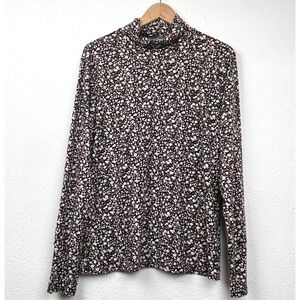 Luyaa Black Floral Turtleneck Top - XXL - Ditsy Print Cottagecore Boho Layering